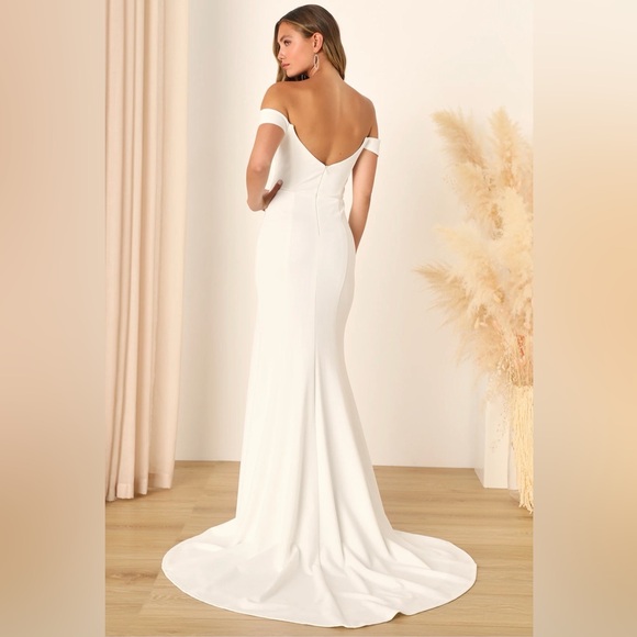 Lulus NWT “Idyllic Perfection” White Plunge Sleeveless Mermaid Maxi Size Small - Picture 3 of 12